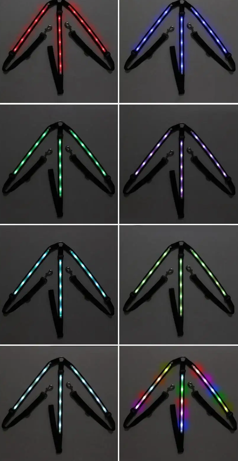 Color Changing Horse LED Breast Collar, 6 Colors in 1 Light up Horse Tack, USB Rechargeable LED Horse Harness - Added Visibility & Safety for Night Horse Riding