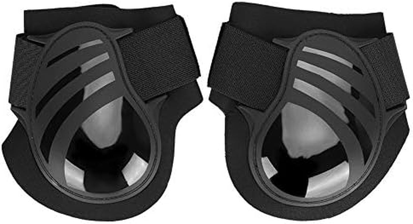 4Pcs Horse Leg Protector Elastic PU Horse Front Hind Leg Boots Horse Riding Tendon Fetlock Boots Shock Absorbing Show Competition Leg Protection(L-Black)
