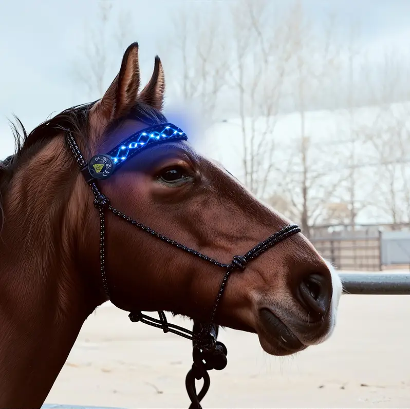 Diamond Embroidery Horse LED Head Collar Strap- Equine Safety Lights