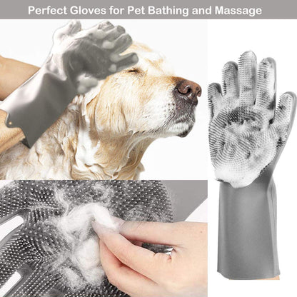 Pet Grooming Gloves for Bathing and Hair Removal, Dogs, Cats, Horses, Bath Shampoo Brush, Soft and Durable Silicone Scrubber Glove for Pets, Dirt Removal, Deep Cleaning Gloves