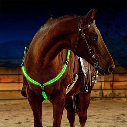 "Rechargeable LED Horse Breast Collar - Illuminate Your Ride!"