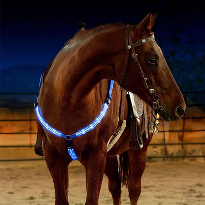 "Rechargeable LED Horse Breast Collar - Illuminate Your Ride!"